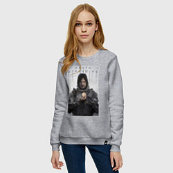 Свитшот хлопковый женский Death Stranding - Norman Reedus, цвет: меланж — фото 2