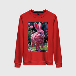 Свитшот хлопковый женский Кролик из роз, цвет: красный