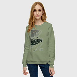 Свитшот хлопковый женский Гоночный спорткар, цвет: авокадо — фото 2