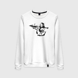 Свитшот хлопковый женский Мона Лиза с базукой, цвет: белый