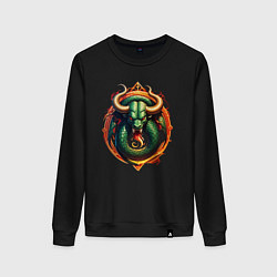 Свитшот хлопковый женский Телец в тени змеи, цвет: черный