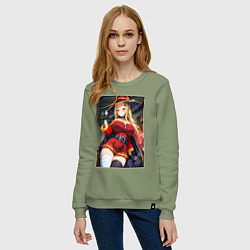 Свитшот хлопковый женский Марин Китагава косплей Мегумин, цвет: авокадо — фото 2