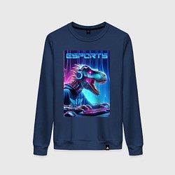 Женский свитшот Tyrannosaurus is esports player - neon glow
