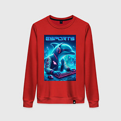 Женский свитшот Дельфин крутой киберспортсмен - нейроарт