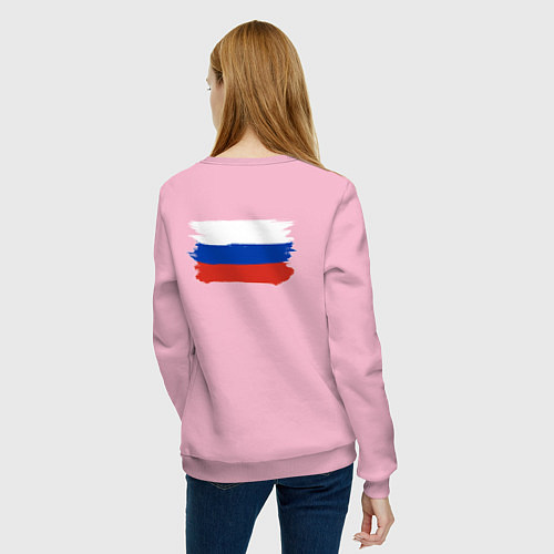 Женский свитшот Флаг россии нарисованный / Светло-розовый – фото 4