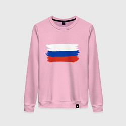 Свитшот хлопковый женский Флаг россии нарисованный, цвет: светло-розовый