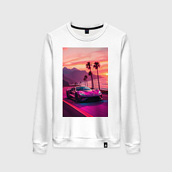 Женский свитшот Суперкар едет около океана