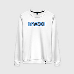 Свитшот хлопковый женский Inzoi синий логотип, цвет: белый