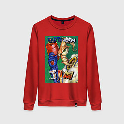 Женский свитшот Earth worm Jim with gun