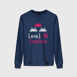Свитшот хлопковый женский Уровень 48 пройден, цвет: тёмно-синий