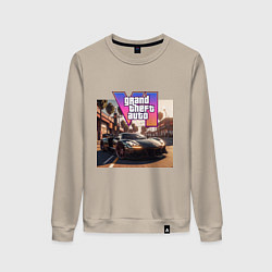 Свитшот хлопковый женский Новая игра, цвет: миндальный