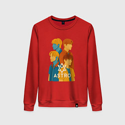 Свитшот хлопковый женский Astro аппликация группы, цвет: красный