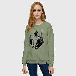 Свитшот хлопковый женский Промышленный труд нефтяника, цвет: авокадо — фото 2