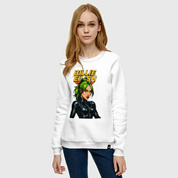 Свитшот хлопковый женский Билли Айлиш в стиле комикса, цвет: белый — фото 2
