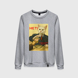 Свитшот хлопковый женский Кот не хочет валерьянку, цвет: меланж