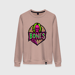 Свитшот хлопковый женский Bones кислотный череп, цвет: пыльно-розовый