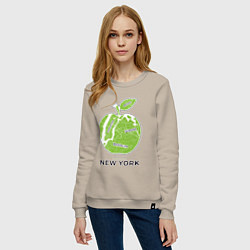 Свитшот хлопковый женский Сity of New York, цвет: миндальный — фото 2