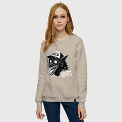 Свитшот хлопковый женский Дикий волк, цвет: миндальный — фото 2