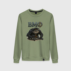 Свитшот хлопковый женский Злой волк ВМФ, цвет: авокадо