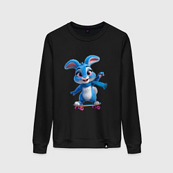 Женский свитшот Голубой зайчик на скейте