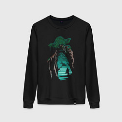 Свитшот хлопковый женский Путешествие мандалорца, цвет: черный