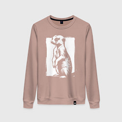 Свитшот хлопковый женский Сурикат в рамке, цвет: пыльно-розовый