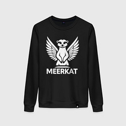 Свитшот хлопковый женский Крылатый сурикат, цвет: черный