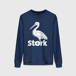 Свитшот хлопковый женский Аисты в минимализме, цвет: тёмно-синий