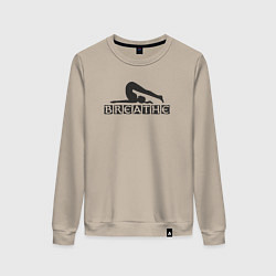 Свитшот хлопковый женский Yoga breathe, цвет: миндальный