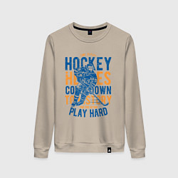 Свитшот хлопковый женский Хоккеист, цвет: миндальный