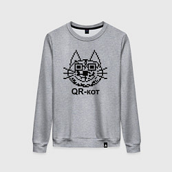 Свитшот хлопковый женский QR - кот, цвет: меланж
