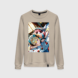 Женский свитшот Девушка окруженная клубникой