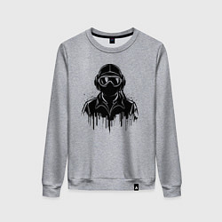 Свитшот хлопковый женский Авиатор черный, цвет: меланж