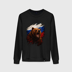 Женский свитшот Медведь на фоне флага России