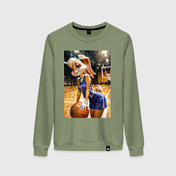 Свитшот хлопковый женский Подача Лолы Банни в баскетболе, цвет: авокадо