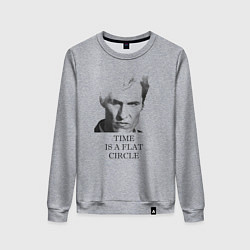 Свитшот хлопковый женский Time is a flat circle - true detective, цвет: меланж
