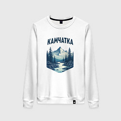 Свитшот хлопковый женский Природа Камчатки, цвет: белый