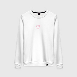 Свитшот хлопковый женский Heart outline, цвет: белый