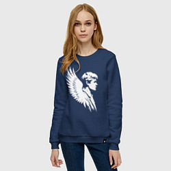 Свитшот хлопковый женский Сергей Есенин с крыльями, цвет: тёмно-синий — фото 2