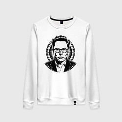 Свитшот хлопковый женский Илон Маск в стиле нью скул, цвет: белый