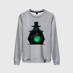 Свитшот хлопковый женский Чумной доктор с колбой, цвет: меланж