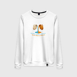 Свитшот хлопковый женский Лучше вода у друга голубой с желтым узор, цвет: белый