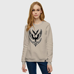 Свитшот хлопковый женский Три летящих птицы, цвет: миндальный — фото 2
