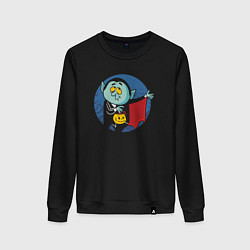 Свитшот хлопковый женский Дракула и хэллоуин, цвет: черный