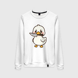 Свитшот хлопковый женский Утенок с ножом, цвет: белый