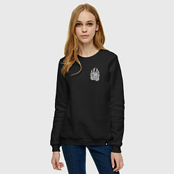 Свитшот хлопковый женский Оберег волчья лапа в кельтском стиле, цвет: черный — фото 2