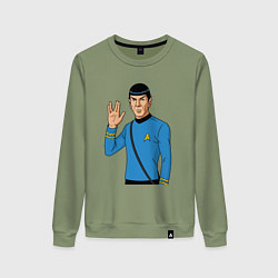 Свитшот хлопковый женский Стартрек Спок, цвет: авокадо