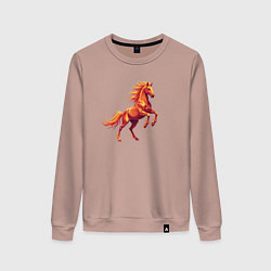 Женский свитшот Огненная лошадь в стиле low poly