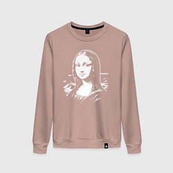 Свитшот хлопковый женский Лик Джоконды, цвет: пыльно-розовый
