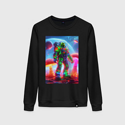 Женский свитшот Космонавт Шрек в неоновом скафандре